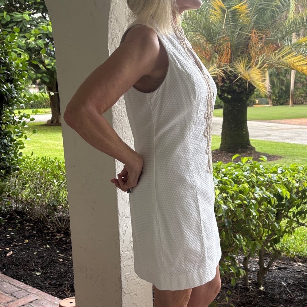 Lilly Pulitzer White Mini Dress with Gold Accents - Picture 3 of 5